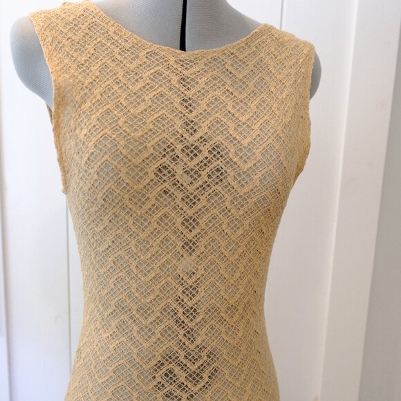 NWT Zara tan mesh/lace mai dress or beach coverup - Picture 2 of 5